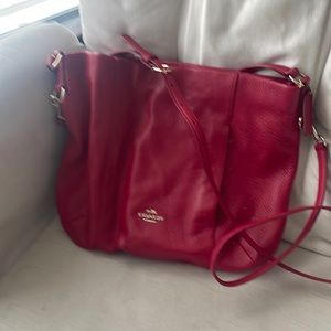 Red leather coach purse